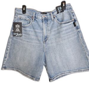 Silver Womens Vintage Long Shorts Indigo Blue‎ Jean High Rise  29 7.5 NWT